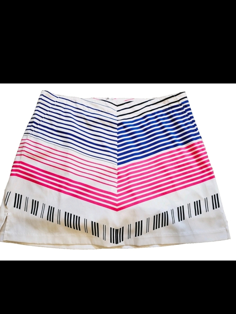 Lady Hagen Cream Skirt with Blue & Pink Chevron Stripes